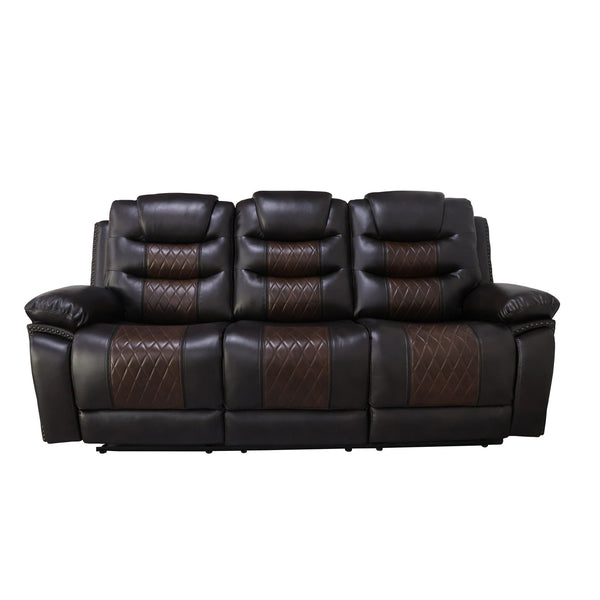  and Drop Down Snack Tray in brown. This sofa