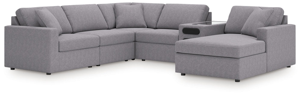 Looking cool and contemporary is great. But when it comes down to it, youâ€™re all about low-maintenance lounging. With the performance fabric on this sectional with audio system, cleaning spills is a breeze. Its customizable modular design caters to your