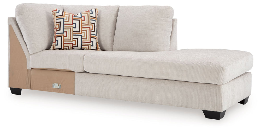 This right-arm facing corner chaise is made with polyester upholstery. Pairs with other items in the series to make a sectional.<br><br><b>Additional Dimensions</b><br><ul><li>Arm height: 25-"</li><li>Seat depth: 75-"</li><li>Seat height: 20-"</li><li>Top