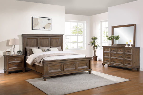 The Mariana 4-Piece Wood Bedroom Set in Vintage Mocha is a stunning blend of timeless craftsmanship, functional design, and rustic elegance. Including a panel bed, dresser, mirror, and nightstand, the set is expertly crafted from solid Acacia, manufacture