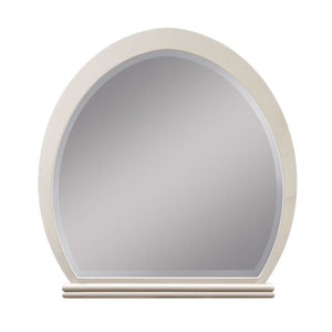 blending the new trend with a high gloss finish. Its oval shape further complements the headboard of the matching bed and handles
