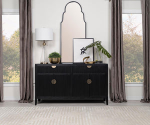  this black wood sideboard is a functional and fashionable addition to your dining room or living space. A great choice for expanding dining room storage