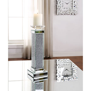 Rekha - Accent Candleholder (2 Piece) - Mirrored & Faux Crystals - 17"