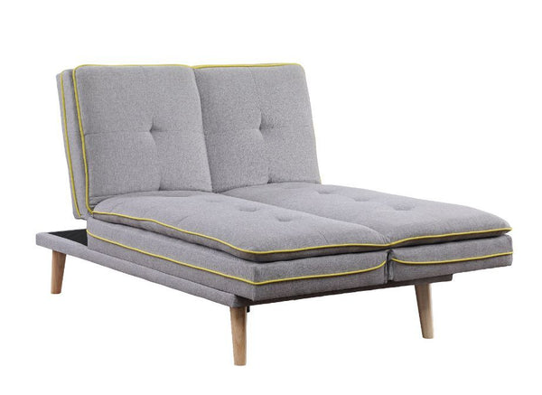 Savilla - Futon - Gray Linen & Oak Finish
