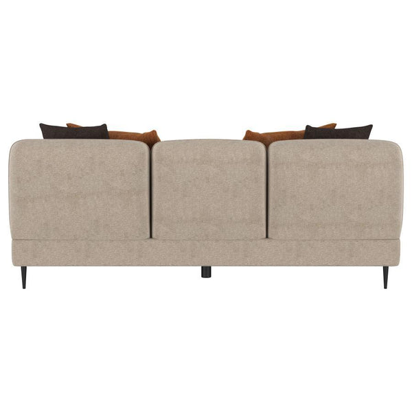 Jade - Chenille Upholstered Sculpted Track Arm Sofa - Latte