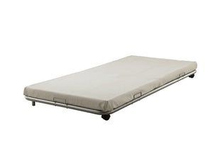 The roll-out trundle unit features superior quality metal for durability and provides plenty of support and keeps mattress in place. Designed to fit under Silhoutte or Cailyn-'s Collection Beds. Choose from black, blue, silver or white finish such variety