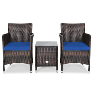 This item includes 2 rattan chairs(with cushions)  a coffee table and instruction<br>Rattan chair with comfortable cushions  adds elegance and practicality<br>The ergonomic armrest and the cradle-shape seat provide a relaxing zone<br>A coffee table with t