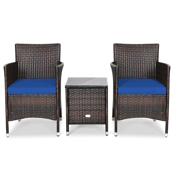 This item includes 2 rattan chairs(with cushions)  a coffee table and instruction<br>Rattan chair with comfortable cushions  adds elegance and practicality<br>The ergonomic armrest and the cradle-shape seat provide a relaxing zone<br>A coffee table with t