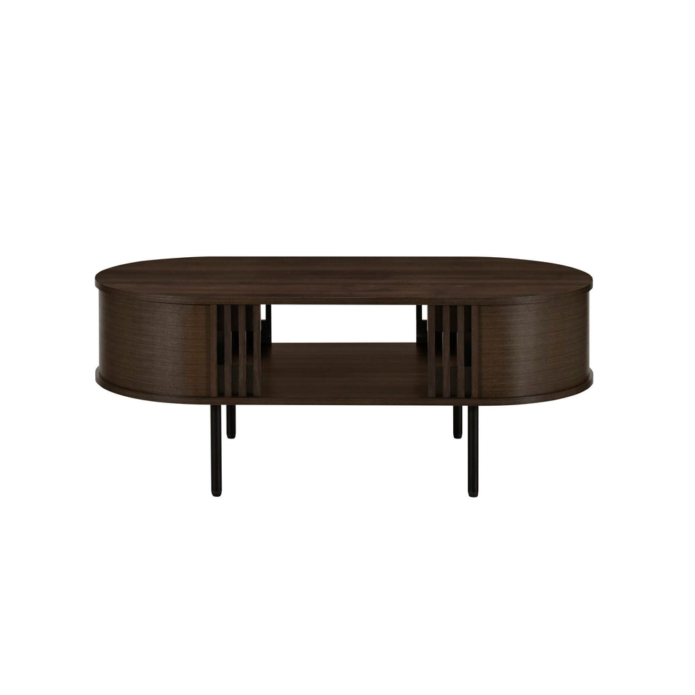 Discover the perfect blend of style and functionality with the Brax Coffee Table/Cocktail Table in Walnut Finish. This sleek and sustainable table is constructed from manufactured wood covered in durable, environmentally friendly decorative laminate. The 