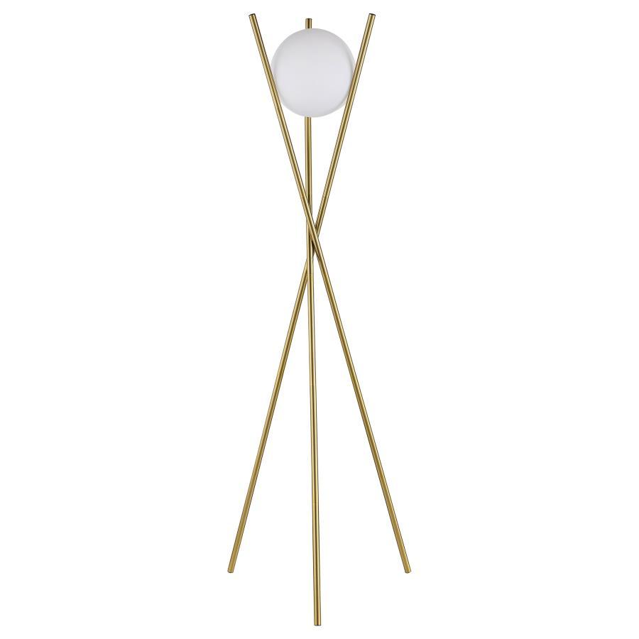Downscaled style delivers artisan charm in a lamp with a special look that elevates your bedroom or living area. The Yamileth floor lamp makes more out of less, blending gold finished metal with a chic glass shade. A wispy geometric silhouette forms from 