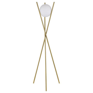 Downscaled style delivers artisan charm in a lamp with a special look that elevates your bedroom or living area. The Yamileth floor lamp makes more out of less, blending gold finished metal with a chic glass shade. A wispy geometric silhouette forms from 
