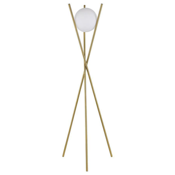 Downscaled style delivers artisan charm in a lamp with a special look that elevates your bedroom or living area. The Yamileth floor lamp makes more out of less, blending gold finished metal with a chic glass shade. A wispy geometric silhouette forms from 