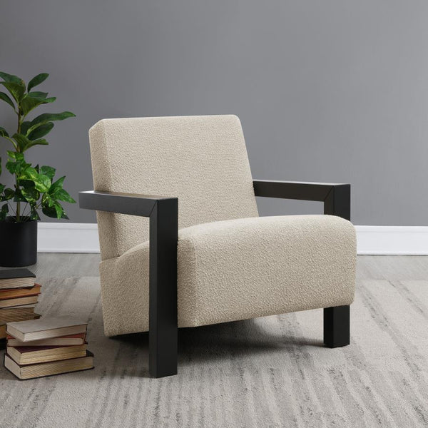  refined look with a neutral palette and minimalist allure. A slightly reclined seat and back create an inviting silhouette for the chair