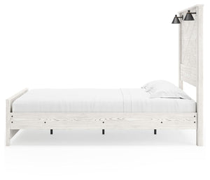 Gerridan - White - Queen Panel Bed with Sconces