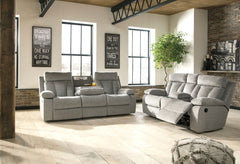 Your to-do list is complete, now itâ€™s time for ultimate relaxation. This reclining set is plush in all the right places, and will support you for longer than you can binge watch your favorite TV show. The neutral upholstery is ready for a patterned thro