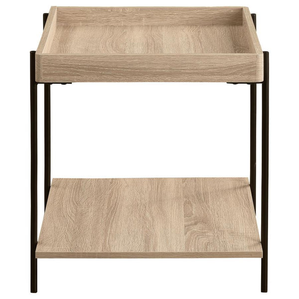 Fallon - Square Engineered Wood End Table - Light Brown