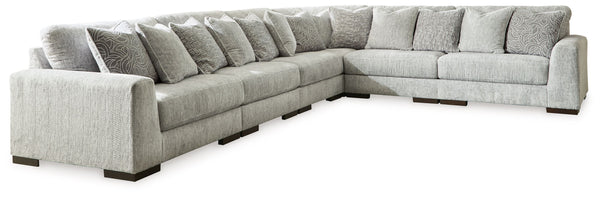 Sit back and enjoy the velvety softness of this sectional. Its contemporary design is accentuated by a subtle chevron pattern that masters the art of smart and sophisticated style.<br/><br/><b>Product Features</b><ul><li>Includes 6 pieces: left-arm facing