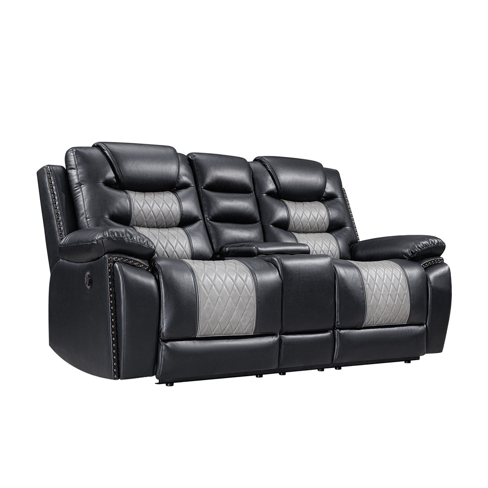 Experience the ultimate in comfort and convenience with the Nikko Dual Recliner Storage Console Loveseat with Power Footrests and Hidden Cupholders . This loveseat features long-lasting construction with frames crafted from hardwoods and plywood, ensuring