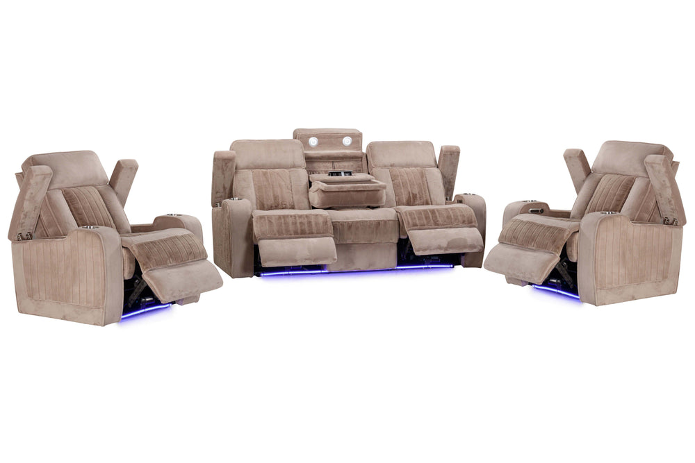 Spice up your movie nights with the Equinox Sofa Group. Consisting of the coordinating Equinox Power Sofa, Power Console Loveseat, and Power Recliner, each piece in the group features teddy-bear-soft fabric that is perfect for snuggling! All power seats a