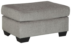 If style is the question, then this striking ottoman is the answer. Its decidedly contemporary profile is enhanced with plump cushioning and a chenille-feel upholstery that-'s so pleasing to the touch. Rest assured, this ottoman in richly neutral alloy is