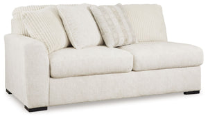 This left-arm facing sofa is made with polyester upholstery. Pairs with other items in the series to make a sectional.<br><br><b>Additional Dimensions</b><br><ul><li>Arm height: 27-"</li><li>Seat depth: 25-"</li><li>Seat height: 22-"</li><li>Top of cushio