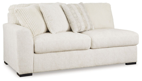 This left-arm facing sofa is made with polyester upholstery. Pairs with other items in the series to make a sectional.<br><br><b>Additional Dimensions</b><br><ul><li>Arm height: 27-"</li><li>Seat depth: 25-"</li><li>Seat height: 22-"</li><li>Top of cushio