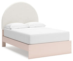 Pretty in pink. This full upholstered panel bed keeps the spirit of your homeâ€™s modern aesthetic while suiting all your young oneâ€™s needs. Its cozy-cute upholstery and subtle blush finish bring a playful, charming vibe to bedtime. Made for her and sty