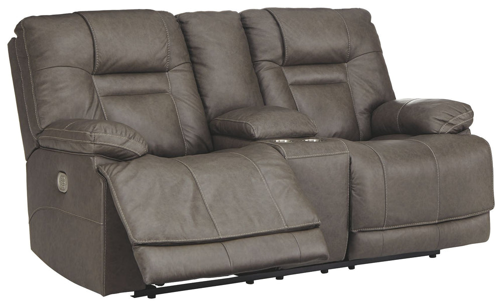 Big and bold, this power reclining loveseat with console and Easy Viewâ„¢ power adjustable headrests delivers comfort at the touch of a button. Easily position the recliner, its headrest and the lumbar support to your liking for maximum comfort. Plus, wit