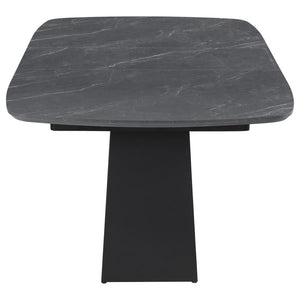 Potero - Faux Marble Extension Leaf Dining Table - Black