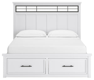 Ashbryn - White / Natural - California King Panel Storage Bed