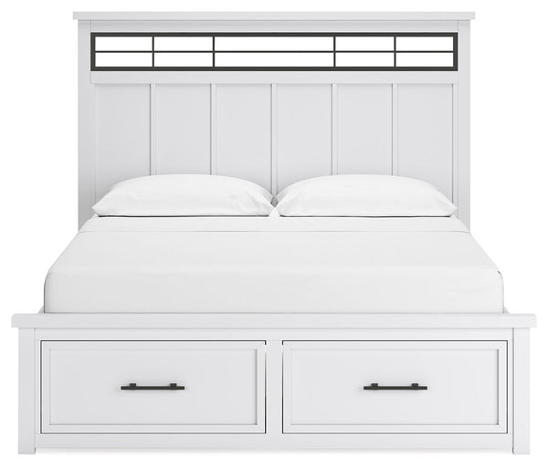 Ashbryn - White / Natural - California King Panel Storage Bed