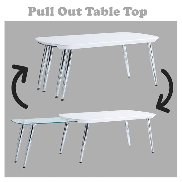 Acme - Coffee Table - White & Chrome Finish