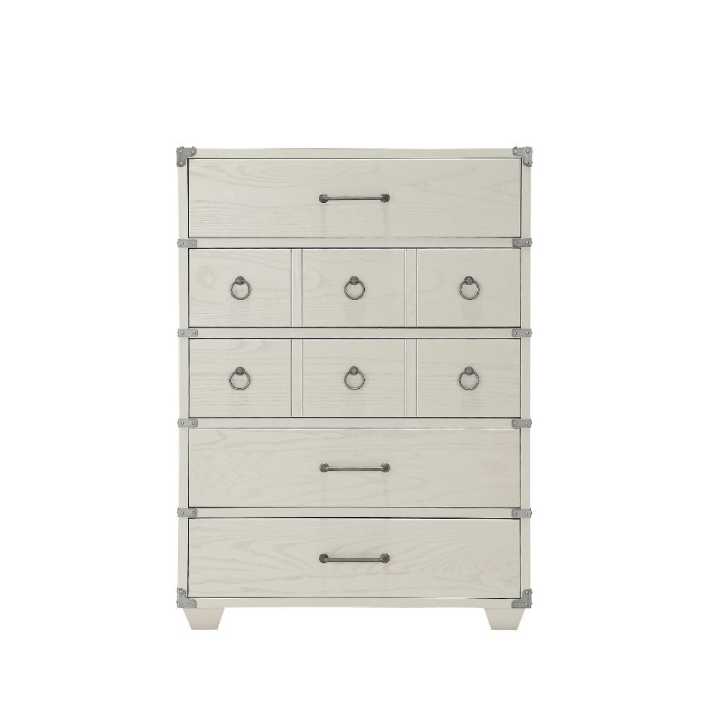 5 Drw Drawer: GLIDE) Side Metal, (Ball Bearing), DOVETAIL) English, Manual-Close, Hardware: Double Pull-Knobs CONSTRUCTION] Wooden Frame w/Metal Industrial Braces, Wooden Block Leg (Pine & Poplar)<br/><br/><b>Product Features</b><ul><li>Case: 1Pc/1Ctn</li