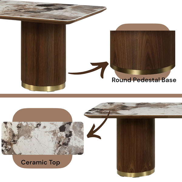Willene - Dining Table With Ceramic Top - Walnut Finish