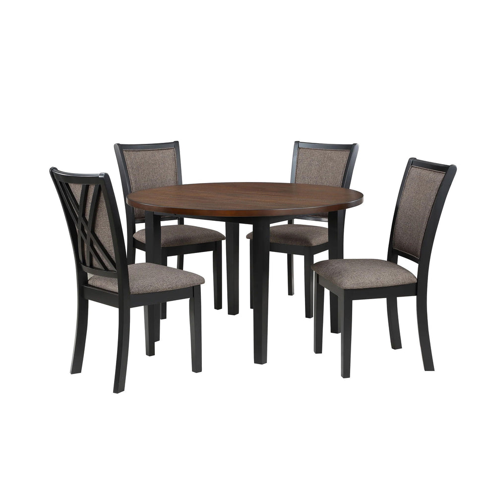 The Potomac Wood 5 Piece Dining Set combines expert craftsmanship with a thoughtful design, making it a standout addition to any dining space. This set includes a 48" round dining table and four meticulously crafted chairs, all constructed from a blend of