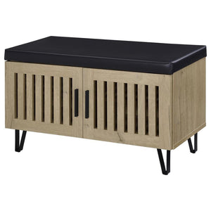 Brixton - 2-Door Padded Entryway Shoe Storage Bench - White Oak