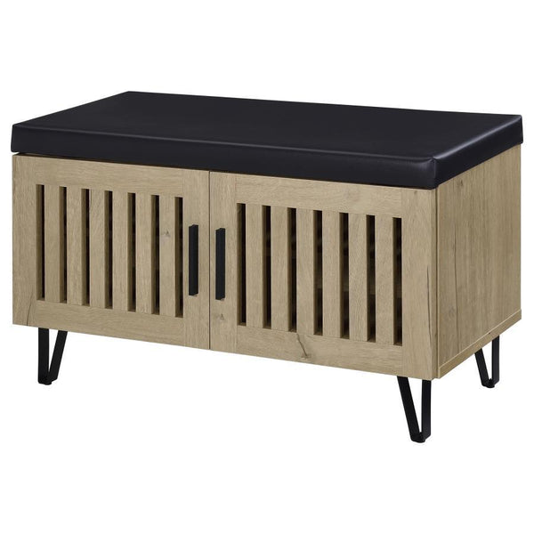 Brixton - 2-Door Padded Entryway Shoe Storage Bench - White Oak