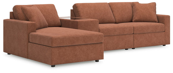 Looking cool and contemporary is great. But when it comes down to it, youâ€™re all about low-maintenance lounging. With the performance fabric on this sectional with chaise, cleaning spills is a breeze. Its customizable modular design caters to your ever-