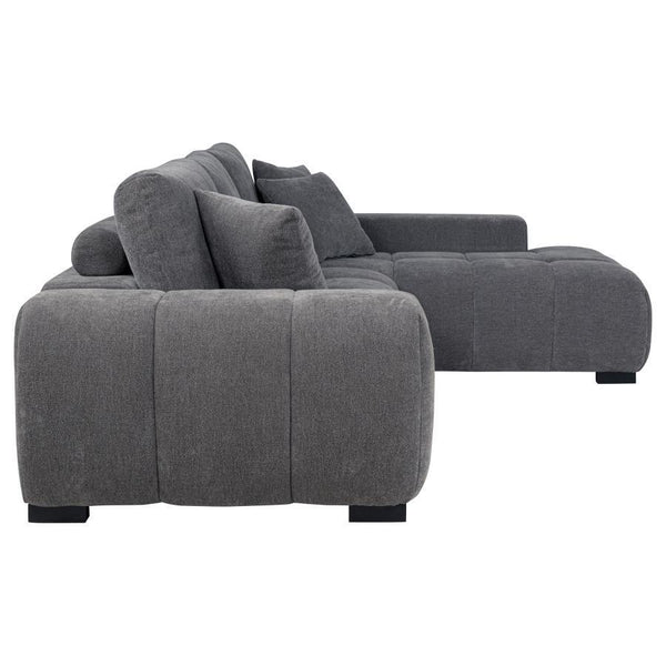 Octavia - Upholstered Sectional Chaise Sofa - Charcoal Gray