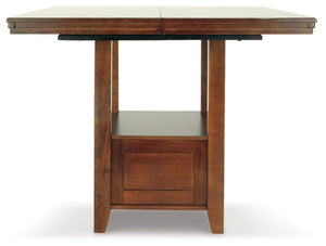  burnished finish and shelf-style pedestal incorporate depth and 