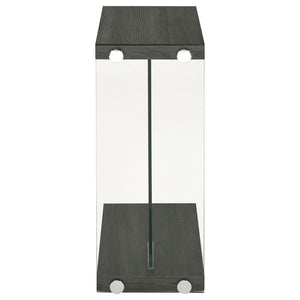  it exudes a contemporary woodgrain texture. The clear tempered glas