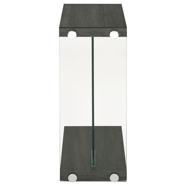  it exudes a contemporary woodgrain texture. The clear tempered glas