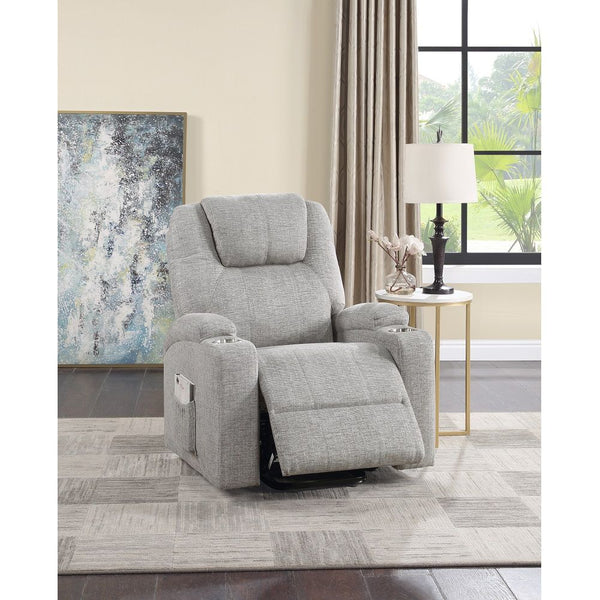 Seat Construction: Pocket Coil Tight Seat & Back Cushion Power Lift 2 Cup Holders Included Cushion Thickness: 6-"
