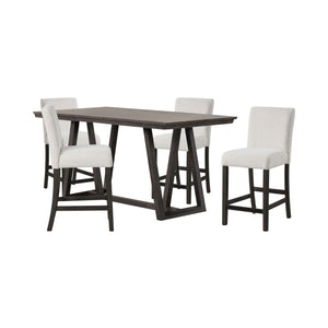 The High Line 5 Piece Counter Dining Set is the perfect blend of style, durability, and comfort for your home. This set includes a counter-height trestle table and four white upholstered counter chairs, designed to meet all your dining needs. Expertly cra