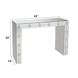 Hessa - Accent Table - Mirrored & Faux Rhinestone