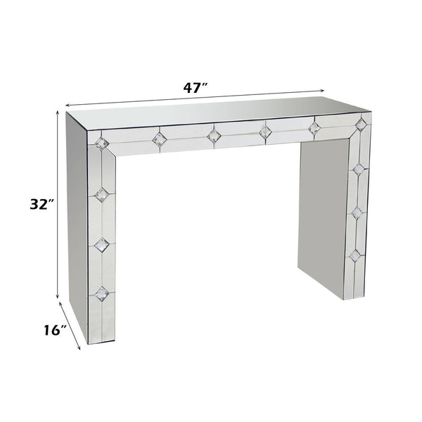 Hessa - Accent Table - Mirrored & Faux Rhinestone