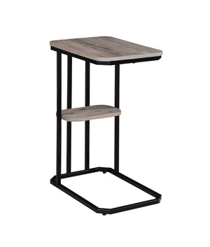 Elevate your living space with this contemporary side table that perfectly blends rustic charm with modern functionality. The weathered wood-style surface adds a warm