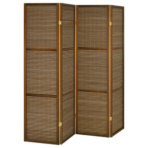 Enhance your space with this four-panel privacy screen, designed to offer both style and functionality. The FSC-certified solid pine wood frame ensures an eco-friendly choice, while the bamboo panels bring a natural, textured look to any room. Perfect sho
