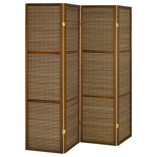 Enhance your space with this four-panel privacy screen, designed to offer both style and functionality. The FSC-certified solid pine wood frame ensures an eco-friendly choice, while the bamboo panels bring a natural, textured look to any room. Perfect sho