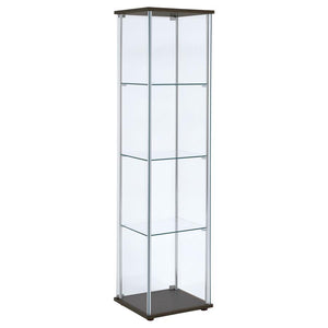 Bellatrix - 4-Shelf Clear Glass Curio Cabinet - Cappuccino